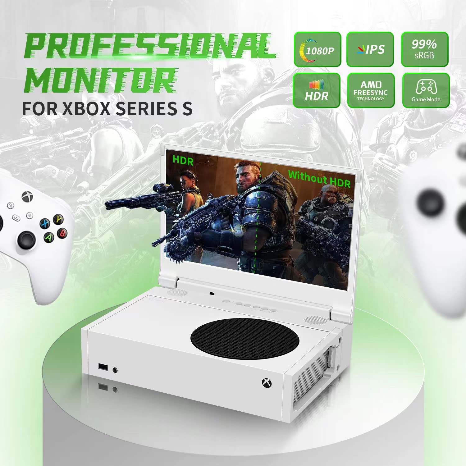 G-STORY 12.5‘’ Portable Monitor for Xbox Series S, 1080P Portable Gaming Monitor IPS Screen for Xbox Series S（not Included） with Two HDMI, HDR, Freesync, Game Mode, Travel Display