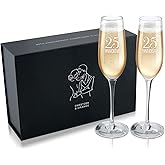 Sweetzer & Orange 25th Anniversary Glasses for Couple Set of 2 Wedding Anniversary Champagne Flutes. Wine Glasses for Husband and Wife. 8 oz Engraved Champagne Glasses. Gift for Married Couples