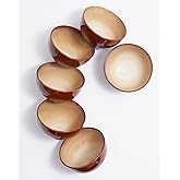 Pokini Reactive Glaze Bowls Set of 6, Microwave and Dishwasher Safe Bowls, Stoneware Soup Bowls, Kitchen Bowl Set for Cereal Soup Rice Pasta Salad Oatmeal, Brown and Yellow