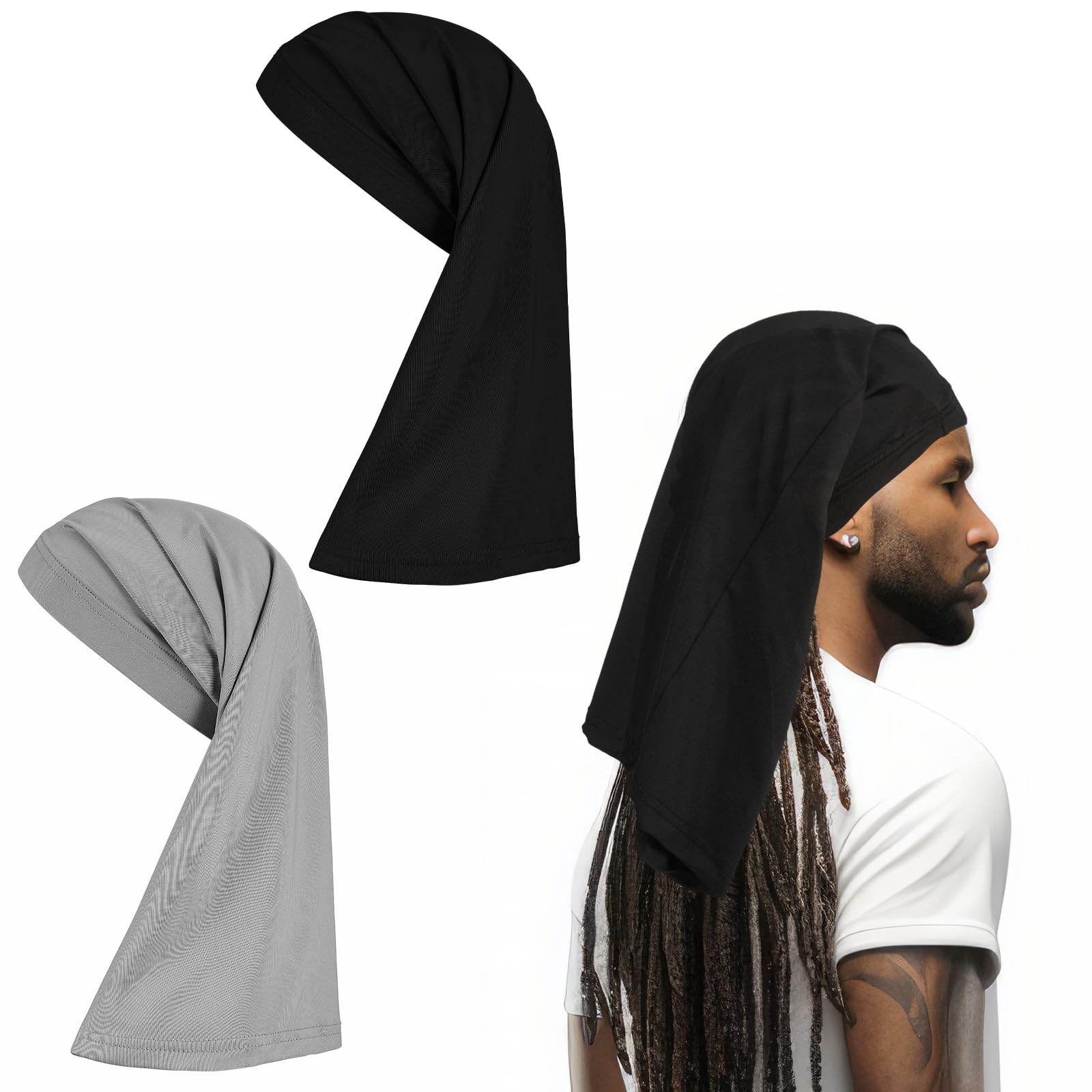 2 Pcs Loc Cap for Dreadlocks, Long Hair Dread Caps Hair Weave Sleeve Bonnet for Men and Women Wide Elastic Hair Cap for Sleep