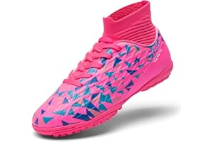 DREAM PAIRS Boys Girls Indoor Soccer Shoes High Top Football Turf Futsal Shoes for Little/Big Kid