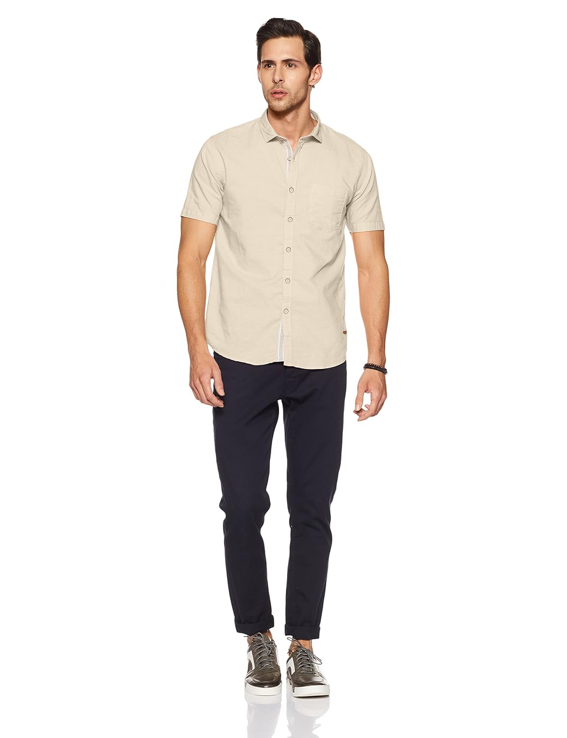 cherokee men's solid regular fit casual shirt