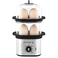 Holstein Housewares HH-09182001SS 8 Capacity Two Tier Electric Egg Cooker, Black/Stainless Steel