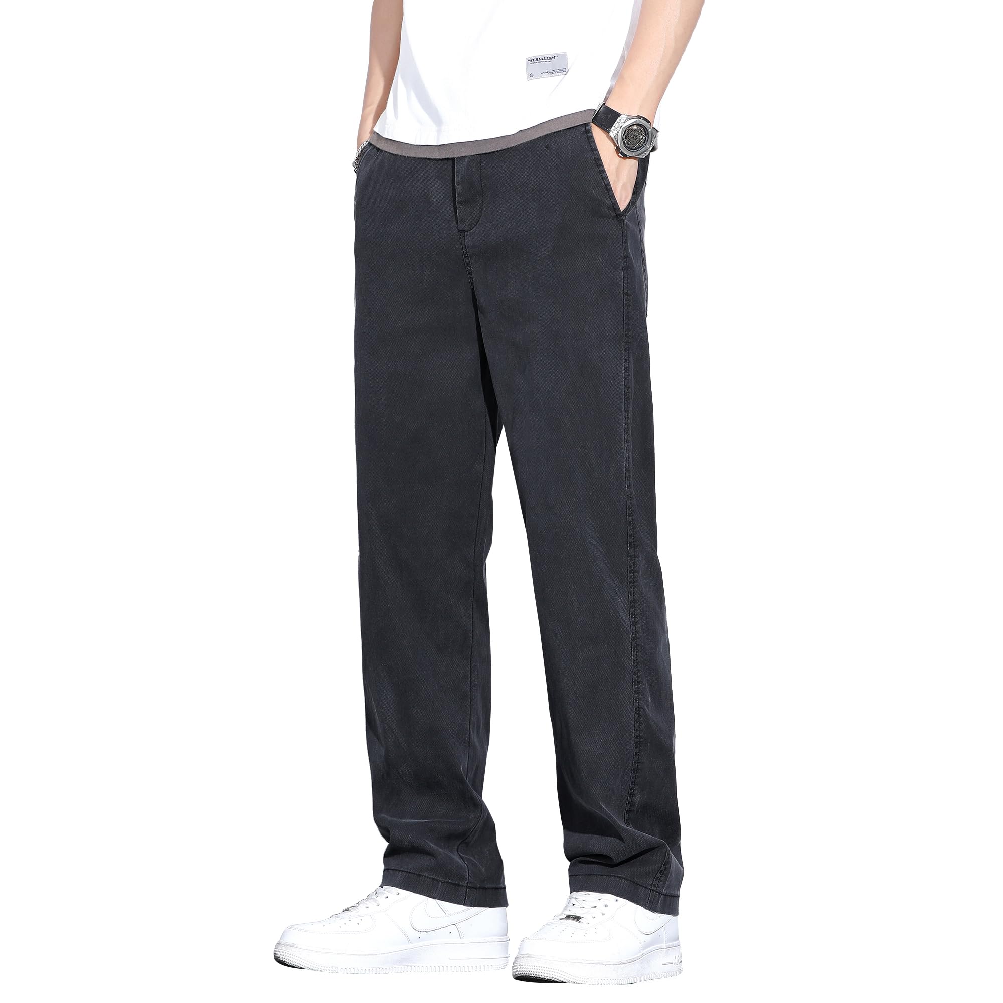 Olekei Men's Pants, Slacks, Cool, Wide Tapered Pants, Loose Fit, Easy Pants, Light Fit, Casual Pants, Summer Clothes, Bottoms, Lightweight, Quick Drying, Long Length, Lounge Pants, Large Size