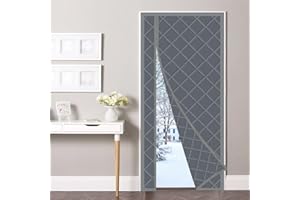 Anze Magnetic Thermal Insulated Door Curtain, Fits Door Size 34" X 80" Winter Door Cover, Waterproof Fabric Filled with Thick Cotton Windproof Insulation Door Blanket, Side Opening, Gray
