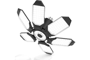 BRAINIAC LED Garage Light Bulbs 100W with 6 Adjustable Panels, E26/E27 Screw in Deformable Garage Ceiling Light Led for Warehouse Corridor Stadium