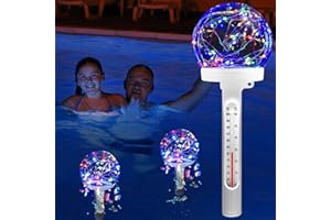 KingSom Floating Pool Thermometer,LED Colored Solar Pool Thermometer Floating, Easy Read Swimming Pools Thermometers at Night,Celestial Lights Pools Temperature Thermometers for Water Temperature