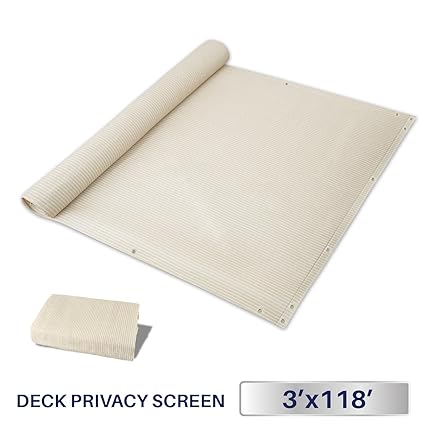 3 x 118, Solid Beige: Windscreen4less Deck Privacy Screen for Backyard, Patio, Balcony, Pool, Porch, Railiing, Gardening, Fence Shield Rails Protection B