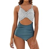 Womens One Piece Swimsuits High Waisted Tummy Control Cutout Bathing Suit Wrap Tie Cross Backless Beach Swimwear