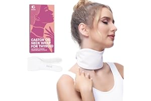 GLITZ Castor Oil Pack for Thyroid - Reusable Organic Castor Oil Neck Wrap for Thyroid, Less Mess, Anti Oil Leak, Comfort Fit, Oil Not Included (White)