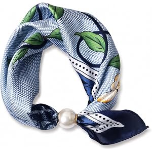 Silk Scarf Necklace for Woman Trendy Magnetic Pearl Neck Scarf Choker Satin Skinny Neckerchief Hair Bandanas Scarves NEW