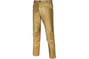 CARUHIF Men's 70s Disco Pants Metallic Sequin Straight Leg Trousers Party Dance Outfits