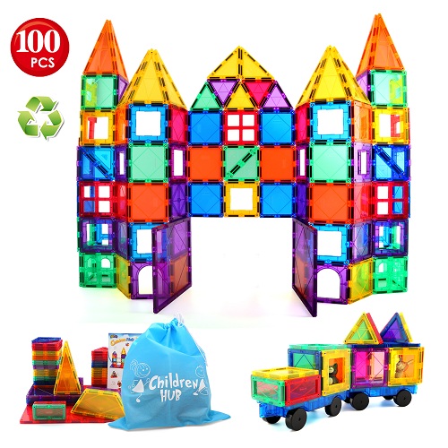 6 Children+Hub+100pcs+Magnetic+Tiles