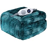 Westinghouse Electric Throw Blanket, Faux Fur Heated Blanket with 6 Heating Levels & 2-10 Hours Auto Off, Soft Cozy Sherpa Heated Blanket Washable Blanket (50" x 60" Throw Size, Green)