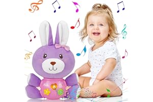 AITBAY Baby Easter Gifts for Girls Boys: Easter Bunny Stuffed Animal Plush Baby Musical Toys Baby Easter Toys 6 to 12 Months Baby Toys 0-6 Months Baby Girl Gifts Infant Toys 6-12 Months Easter Decorations