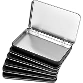 Elesunory 6 Pcs Metal Rectangular Hinged Tin Boxes with Lid, Mini Portable Empty Box Container, Small Black Tin with Lid for Home or Outdoor Active Storage (Black)