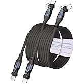 EndlesShine USB Cable Type C to C 180° Rotation PD 240W (2- Pack 10+10ft) USB2.0 480MBPS & Data Transfer Cable Phone Charge Cord for Type C Devices (Black)