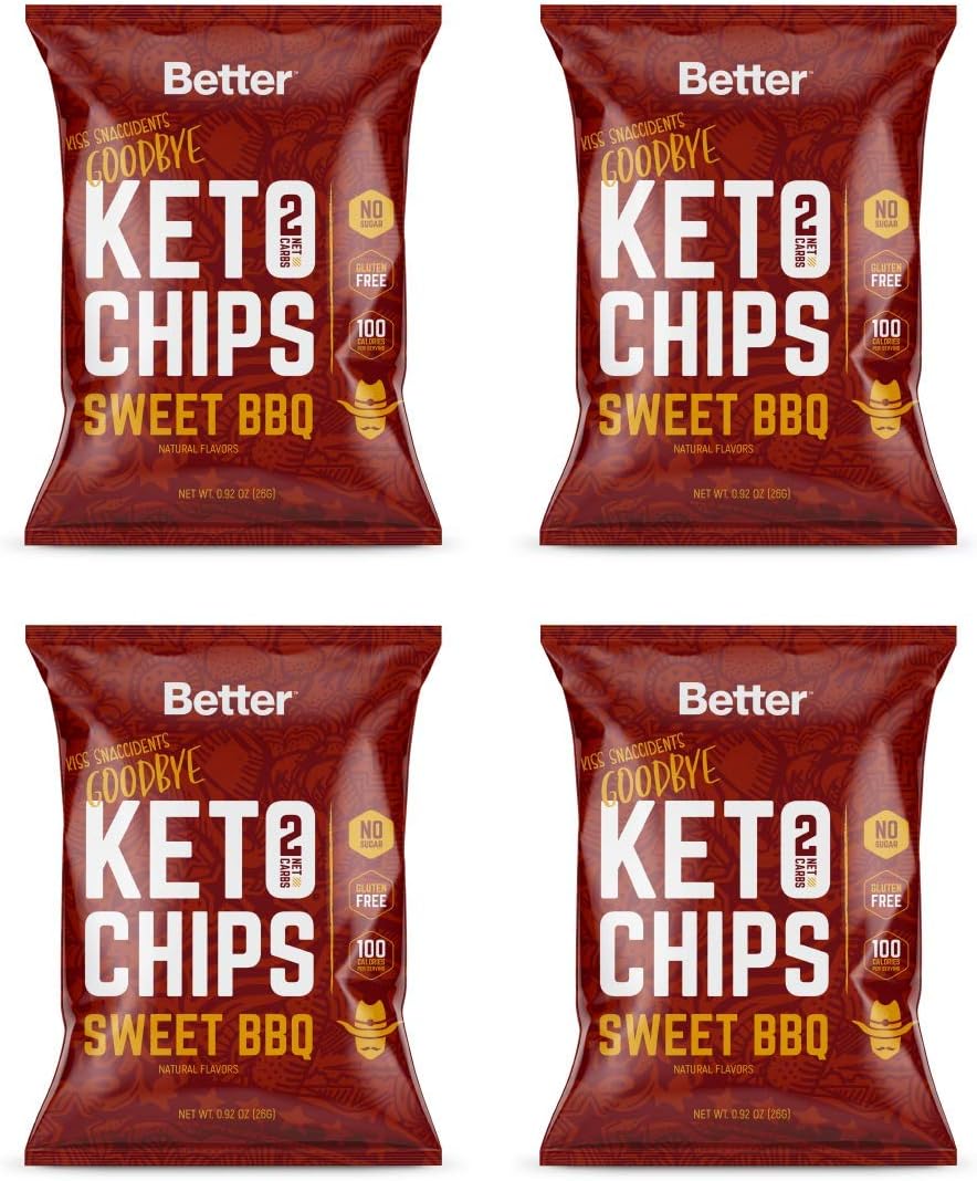 Better Sweet BBQ Keto Chips 4-Pack, Low Carb Keto-Friendly Crispy Snacks, Healthy Diet Food, Crunchy, Delicious, Gluten Free, Wheat & Soy-Free, No Sugar, No IMO by Real Ketones