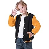 Kids Boys Varsity Jacket Baseball Jacket Casual Sport Cardigan Sweatshirt Youth 2-13 Year