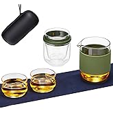 DOPUDO Glass Tea Set, Portable Small Gongfu Teapot with 1 Infuser, 2 Cups and 1 Master Mug, All in One Water Resistant Case for Travel, Business Trip, Hotel