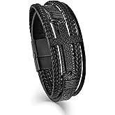 Veshon Mens Cuff Cross Bracelet Multi-Layer Braided Leather Cross Bracelet for Religious Bangle Wristband Faith Christian Jewelry for Men Teen