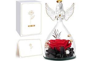 GMAOPHY Preserved Flower Red Rose Gifts for Mom Mothers Day, Glass Angel Figurines Gift for Women, Mothers Day Rose Gifts Ideas for Grandma Wife, Mom Gifts from Daughter Son, Birthday Gifts for Her