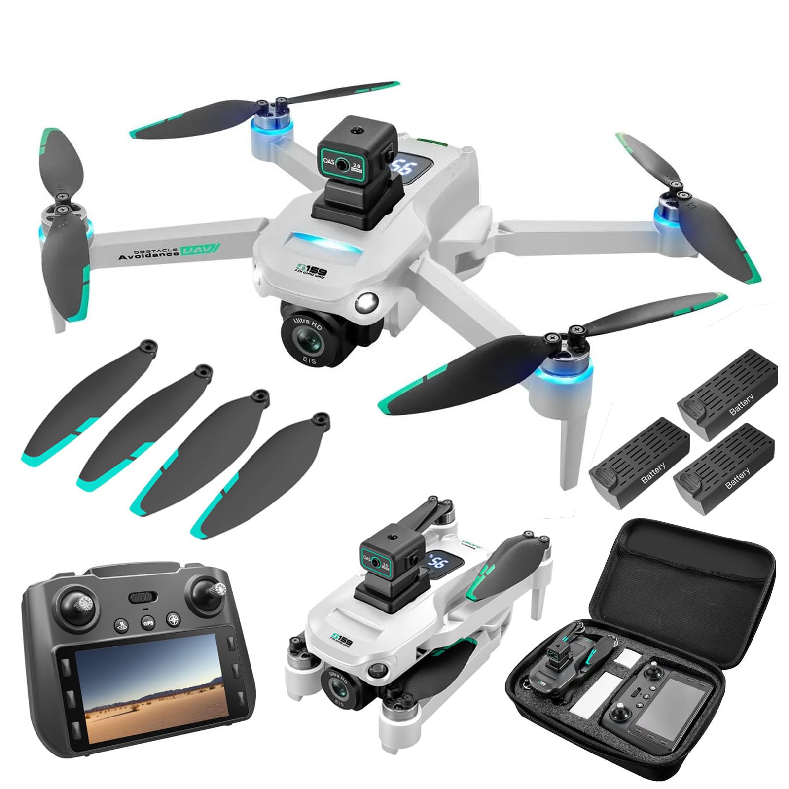 Photo 1 of (used)(sold for parts only) Drones with Camera for Adults 4K, GPS UHD Drone, 5G Remote Controller with Screen, One Key Return, Dual Camere 3rd Gear Speed