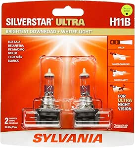 SYLVANIA H11B SilverStar Ultra Halogen Headlight Bulb, (Contains 2 ...