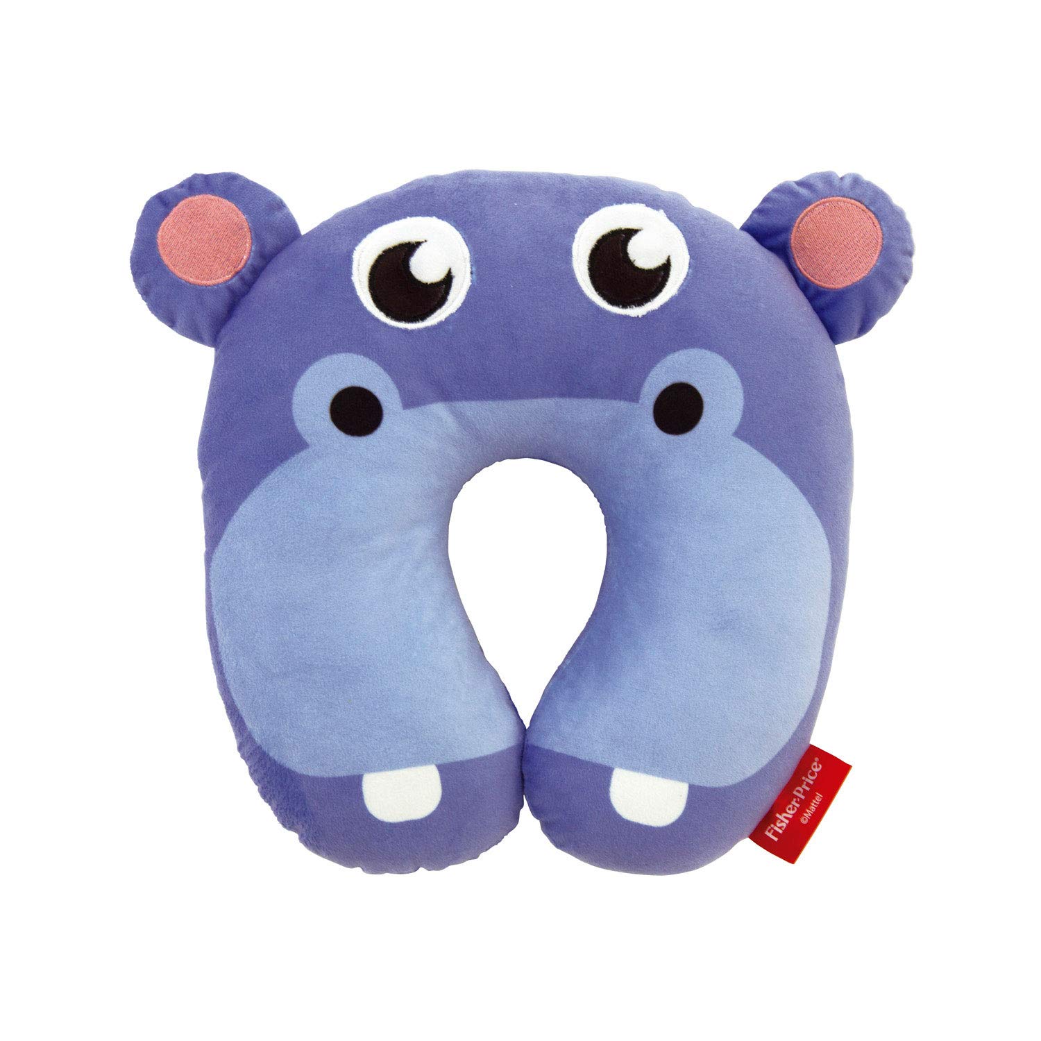 ARDITEX Fisher-Price Coussin De Nuque Hippopotame En Polyester 27X27X6Cm Travel Pillow, 27 cm, Blue (Bleu)