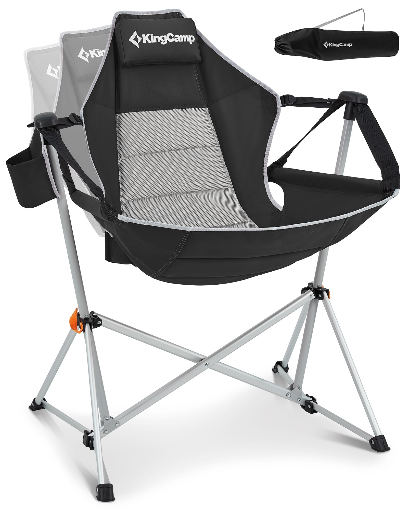 Photo 1 of **************************Missing bolt and strap torn off*************
KingCamp Hammock Camping Chair, Swinging Portable Folding Camp Chairs for Adults Max 440lbs Heavy Duty Foldable Oversized Rocker with Aluminum Alloy Frame Cup Holder for Outdoor Beach 