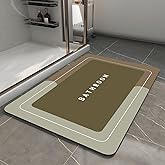 YUGMCOCE Bath Mat, Quick-Drying Non-Slip Thin Bathroom mat Super Absorbent Bath mats Rug-Bath Mats for Bathroom Floor Bathtub Vanity-Bathmat Bath Rug Easy Care Khaki 27.5" x15.7"