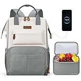 Maelstrom Travel Backpack for Women Men,Laptop Backpack Fits 15.6-17.3 Inch Laptop, Nurse/Work Bag with Insulated Lunch Box (Gray-beige)