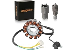 HANQIMOTO GY6 Stator,Gy6 150cc Performance Parts,12 Pole 5 Wire Direct Current Copper Powersports Stators for GY6 50cc 125cc 150cc 4 Stroke Moped Scooter ATV Quad Go Kart Scooter Performance Parts