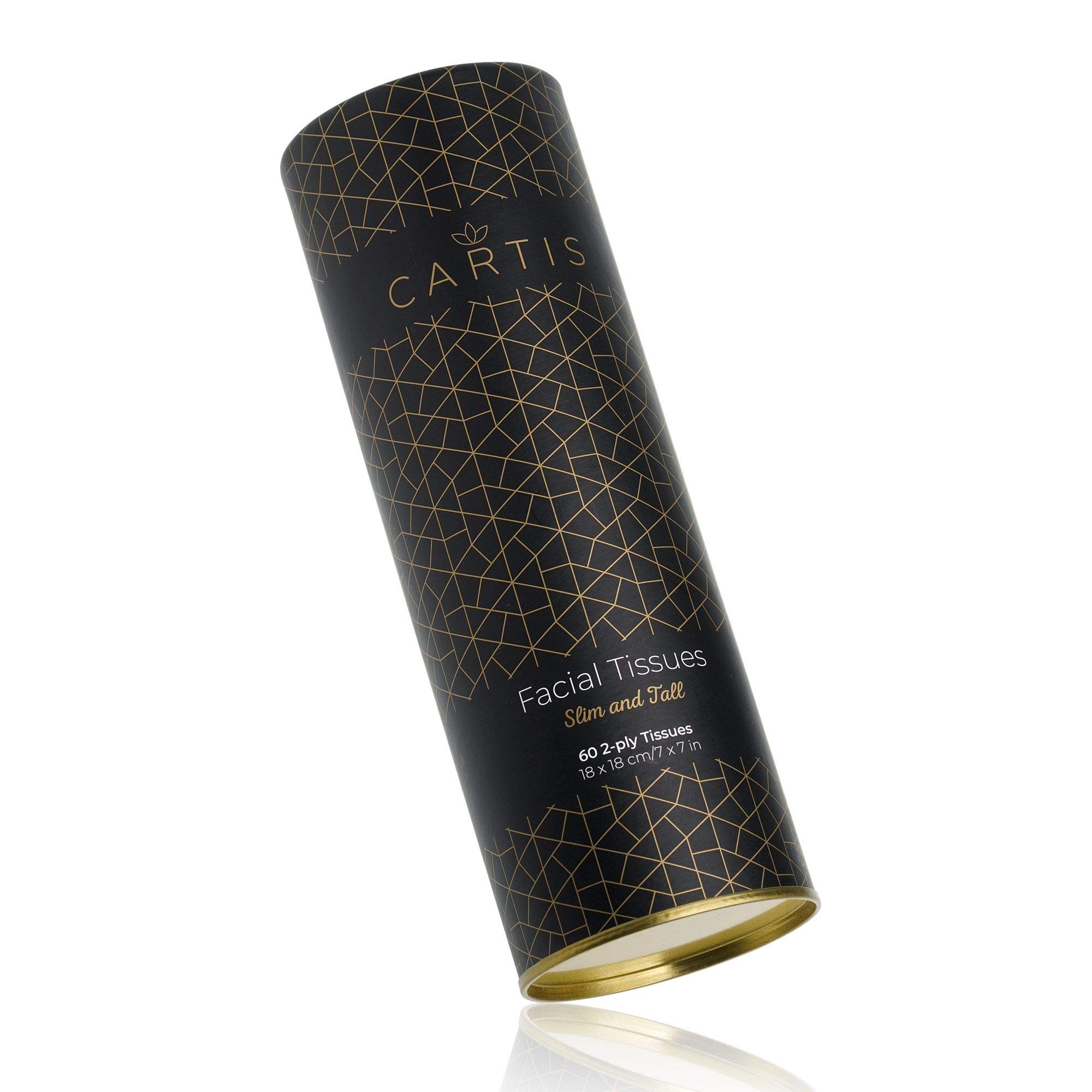 9 Pack Cartis Round Tissue Box ~ Facial Car Tissues in Tube Box Fits Car Drink Holders ~ Cylinder Box Packed in Convenient Size for Office Desk, Bedside Table