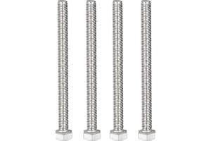 MroMax 4Pcs M8 x 90mm Hex Head Screws Bolts, 304 Stainless Steel 18-8, Fully Threaded, External Hex Drive, for Mounting Chair, Handles, Rail, Pump, Wheels, Antenna Parts, Boat and Plastic Bumpers