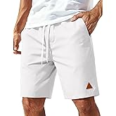 COOFANDY Mens 9" Casual Shorts with Zipper Pocket Elastic Waist Drawstring Chinos Short Summer Lightweight Cotton Shorts