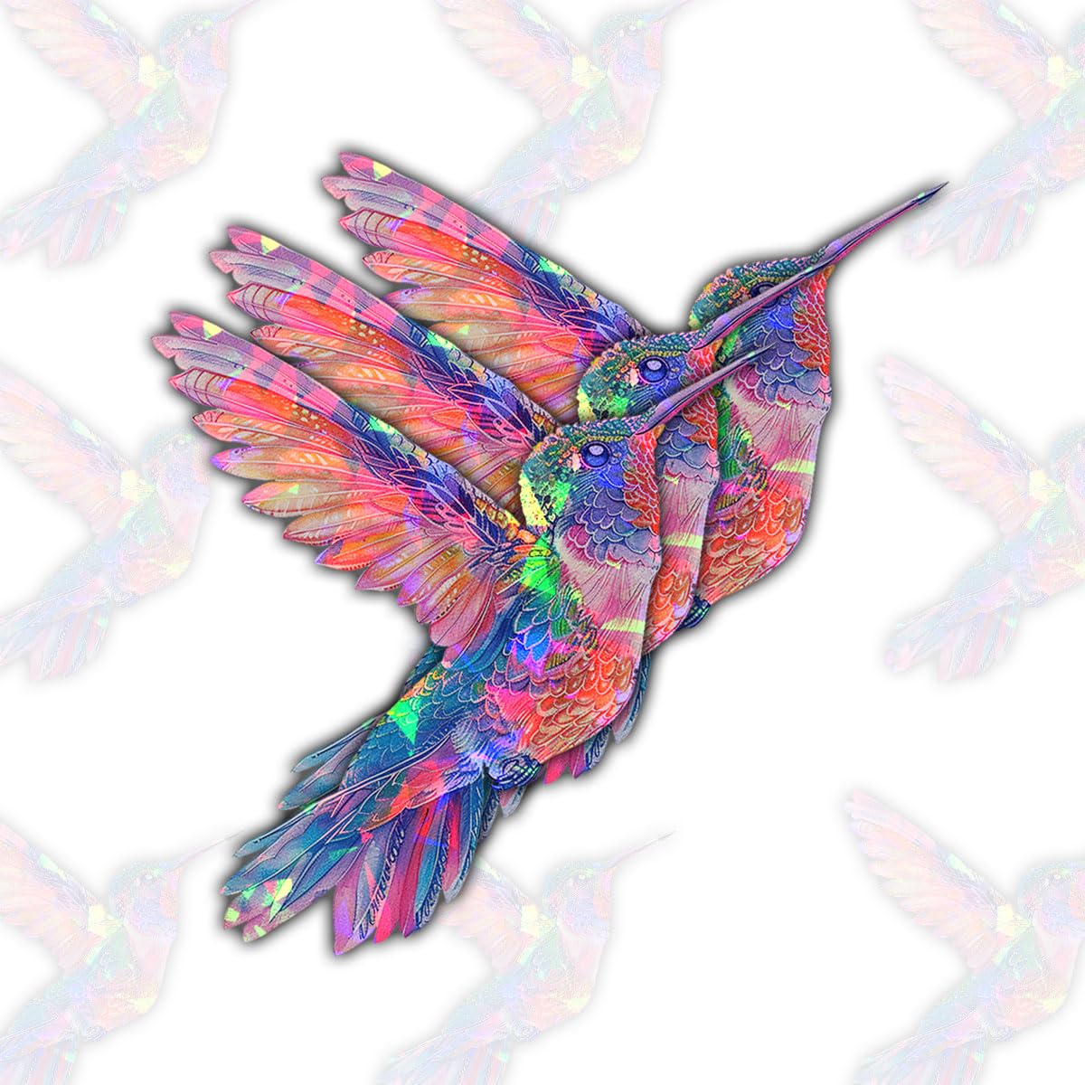 Photo 1 of (3Pcs) Beautiful Vibrant Colorful Hummingbird Art Sticker, Hummingbird Decal, Hummingbird Car Accessories, Bird Vinyl Decals - Stickers for Laptop Water Bottle Phone Car Window Helmet 3" (Hologram 3")