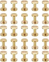 PATIKIL 25 Sets Brass Chicago Screws M4x8mm for DIY Leather Projects view 1