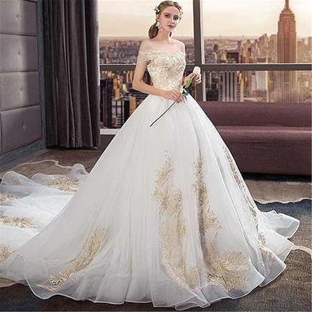 Lyjfsz 7 Brautkleid Damen Tragerloses Ruckenfreies Brautkleid Mit Armeln Perfect Princess Dragged Big Long Trailing Lace White Amazon De Sport Freizeit