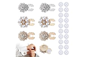 6PCS Button Covers, Detachable Rhinestone Button Covers for Women Blouses Crystal Decorative Clips Buttons Jewelry for Jeans 