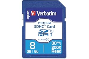 Verbatim 8GB Premium SDHC Memory Card, UHS-I V10 U1 Class 10, Blue (96318)
