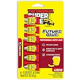Super Glue Future Glue Liquid 6 Mini Single Use Tubes, Clear, Instant Bonding, Fast Dry, Professional Cyanoacrylate Adhesive, Great for Wood, Metal, Plastic, Crafts, Ceramic, and Toy Repairs