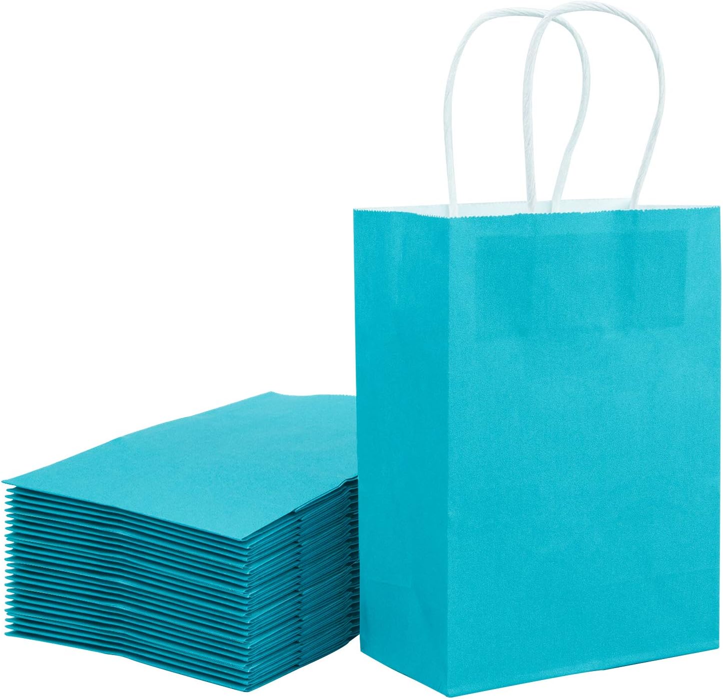 Loveinside 15x8x21 cm Paper Bags Small Kraft Blue Gift Bags Bulk with Handles for Birthday Wedding Party Favors 25pcs/ SET