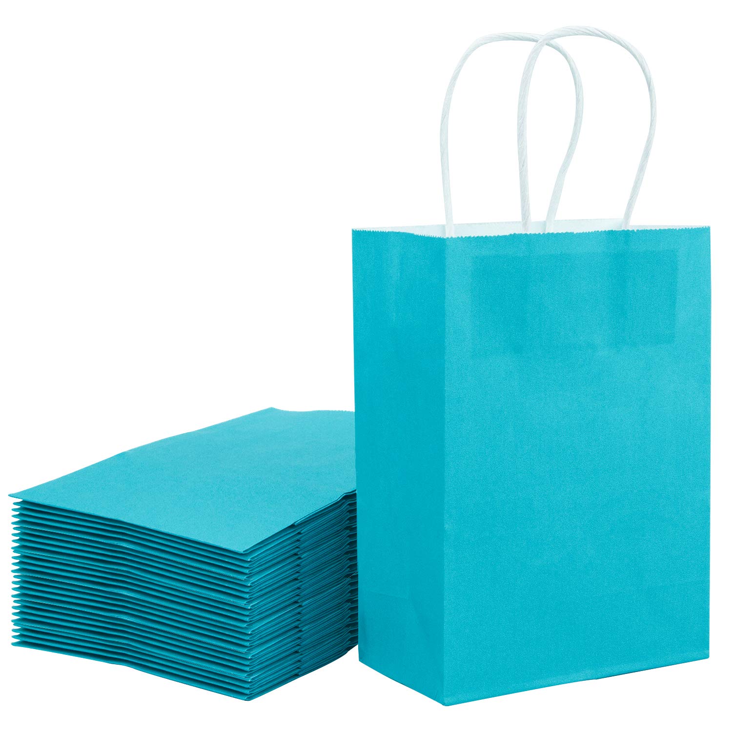 Loveinside 15x8x21 cm Paper Bags Small Kraft Blue Gift Bags Bulk with Handles for Birthday Wedding Party Favors 25pcs/ SET