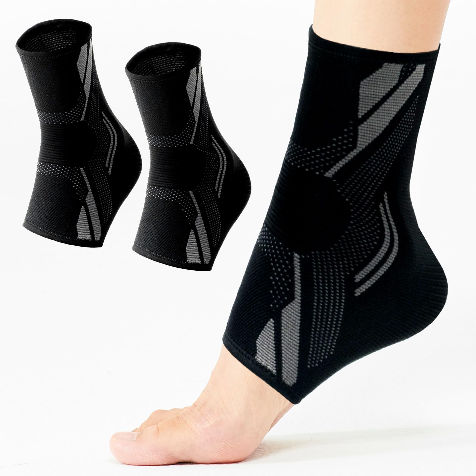 UZSUZZ Ankle Brace, 1 Pair Compression Foot Sleeves Sock for Men and Women, Plantar Fasciitis Socks, Breathable Anti-Slip Ankle Support Brace for Sprained Ankle, Arthritis Pain Relief, Recovery, Sport