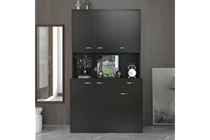 AVZEAR Cabinet, Large Kitchen Storage Cabinet Buffet Cabinet 71" Freestanding Kitchen Pantry Cabinet Cupboard with 6 Doors and 1 Drawer Versatile Wardrobe & Kitchen Pantry (Black)