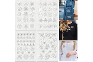 DOODLREAM 68Pcs Small Flowers Water Soluble Hand Sewing Stabilizers, 29.7×21cm Floral Embroidery Pattern Stabilizer, 4 Sheets