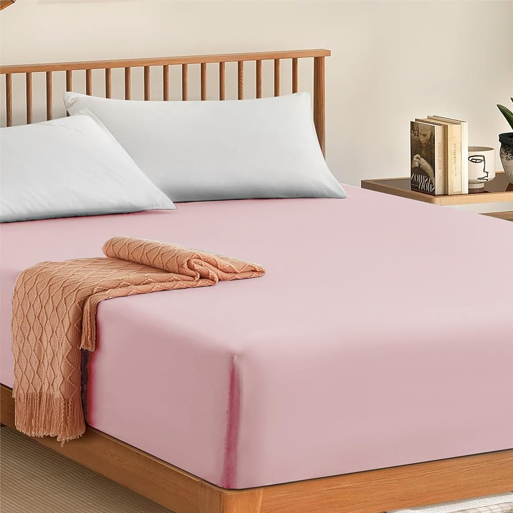 My home store Fitted Sheet 100% Egyptian Cotton 300TC Blush Pink Super King