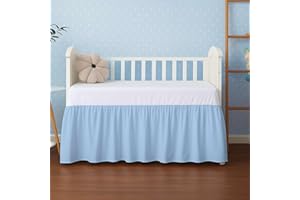 READY TO REST Light Blue Crib Bed Skirt, Perfect for Nursery Crib for Boys & Girls with a 14" Drop and Size 28"x 52"