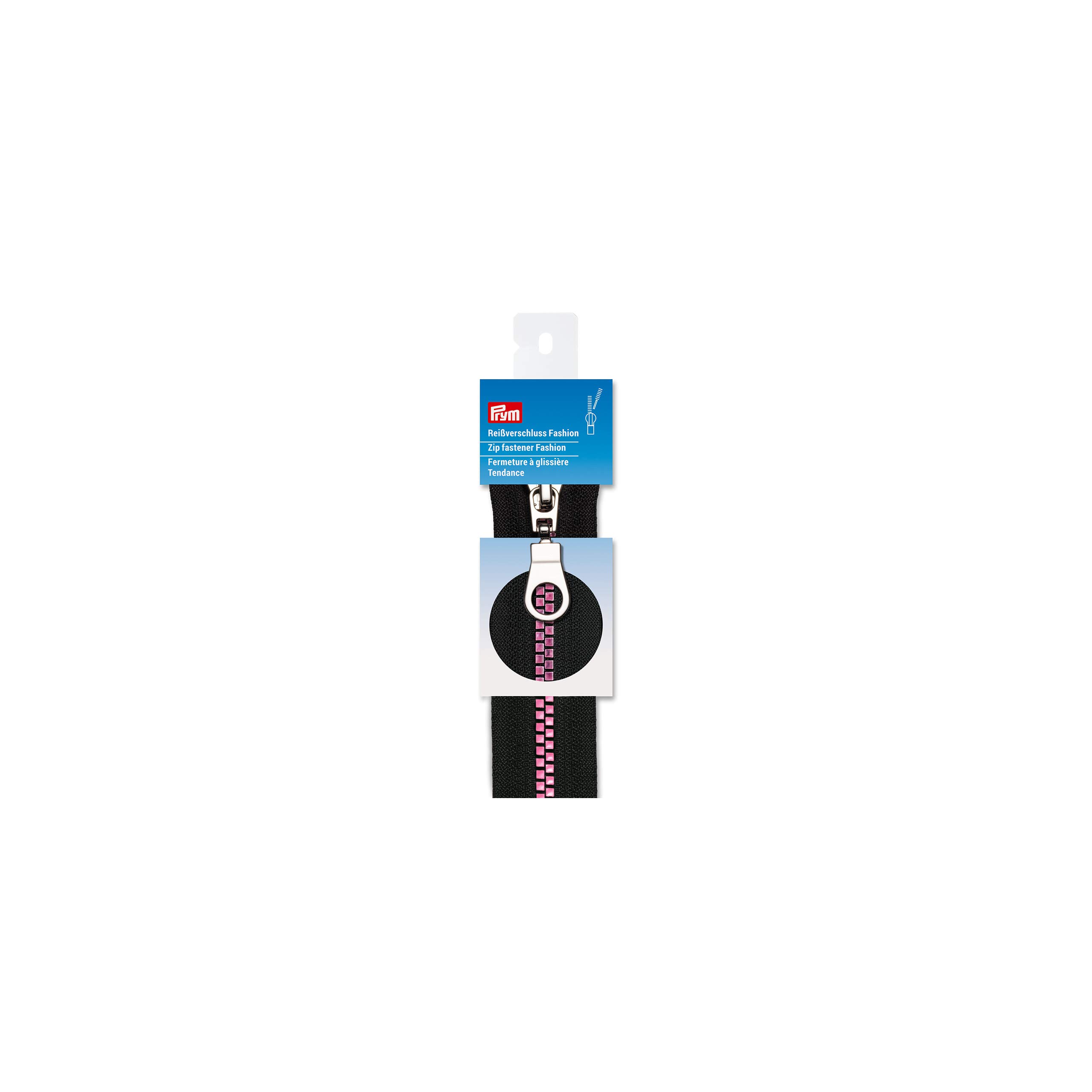 Prym Zip Fastening, Polyester, Black/Pink, 60 cm
